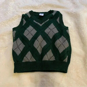 Gymboree 100% cotton XS green and gray sweater vest